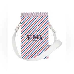 Von Dutch Unisex Magnetic Cross-Body Vertical Box Bag Barber Stripe New in Box